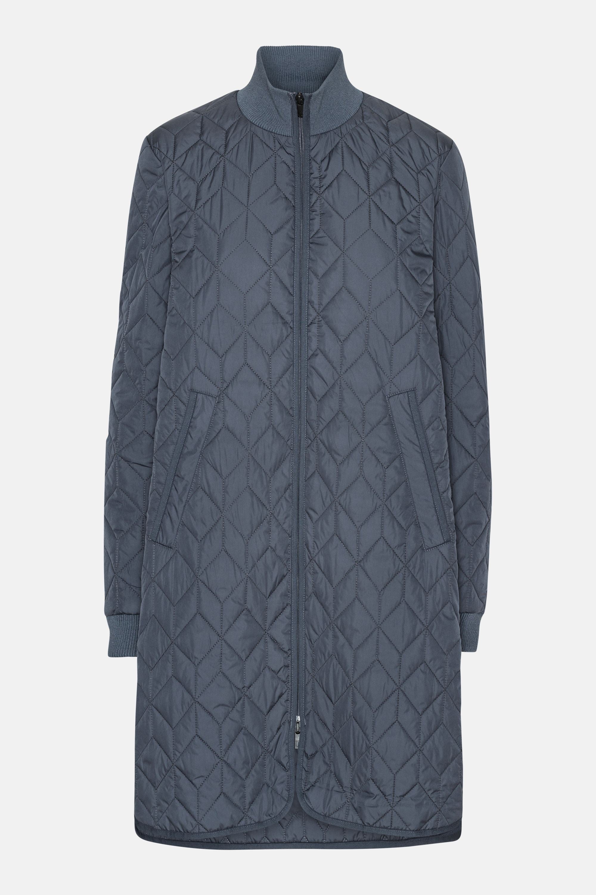 Long Padded Quilt Jacket - Ombre Blue